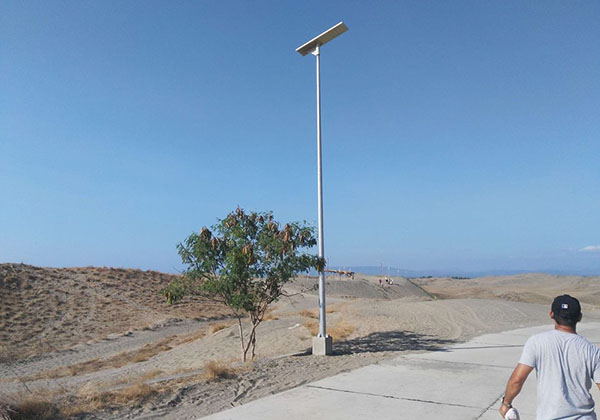 All in one solar street lights installed in the remote countryside