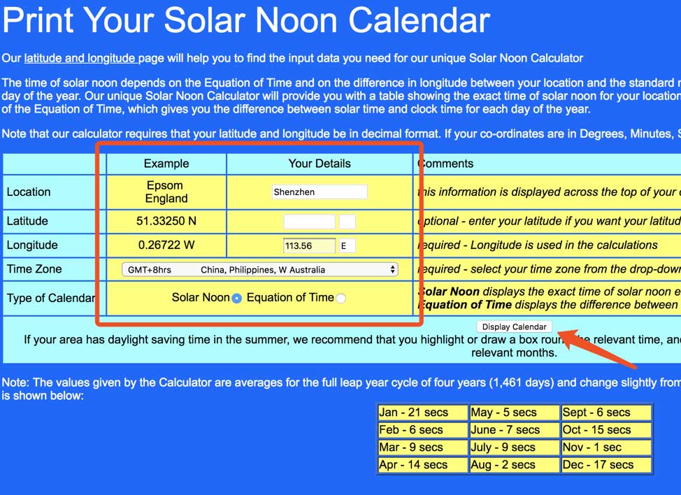 solar noon calculator 2